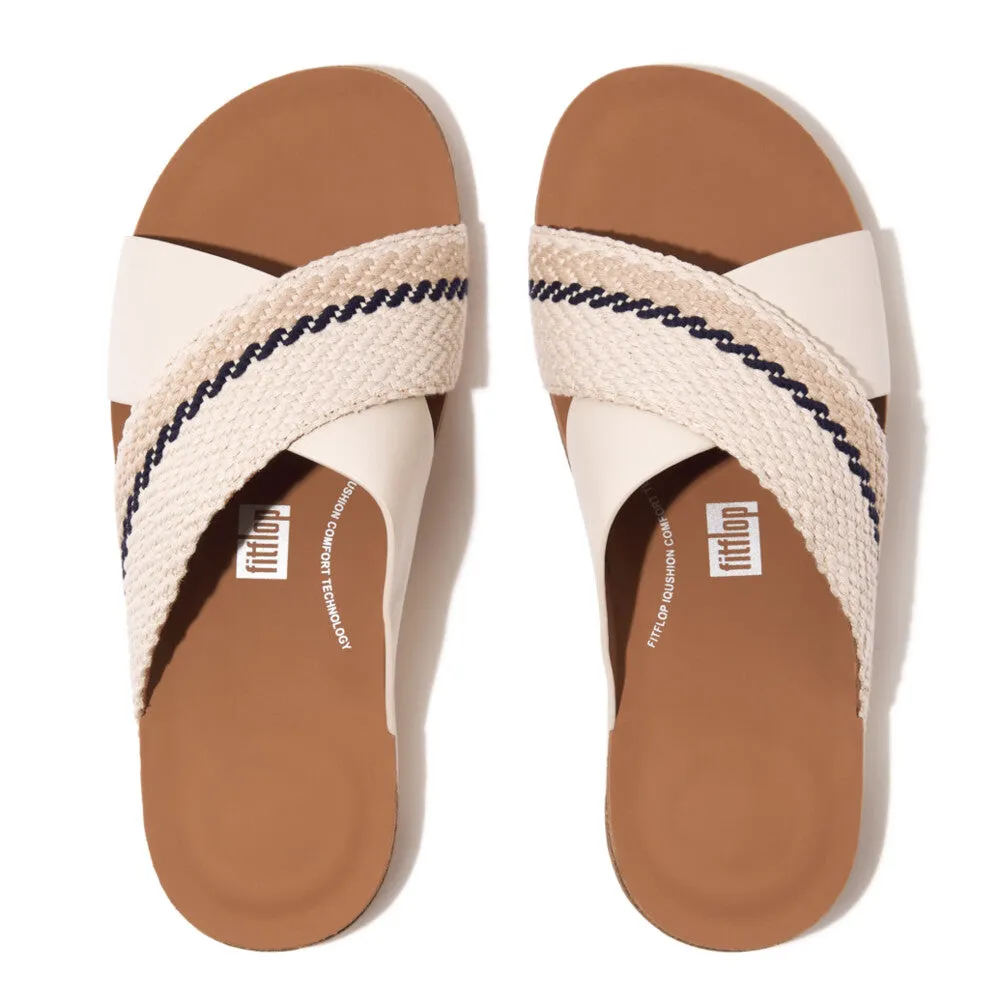 รองเท้าแตะ ผู้ชาย รุ่น iQUSHION MEN'S STRIPE-WEBBING/LEATHER CROSS SLIDES