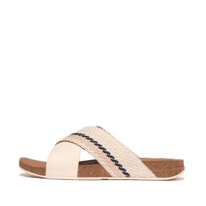 รองเท้าแตะ ผู้ชาย รุ่น iQUSHION MEN'S STRIPE-WEBBING/LEATHER CROSS SLIDES