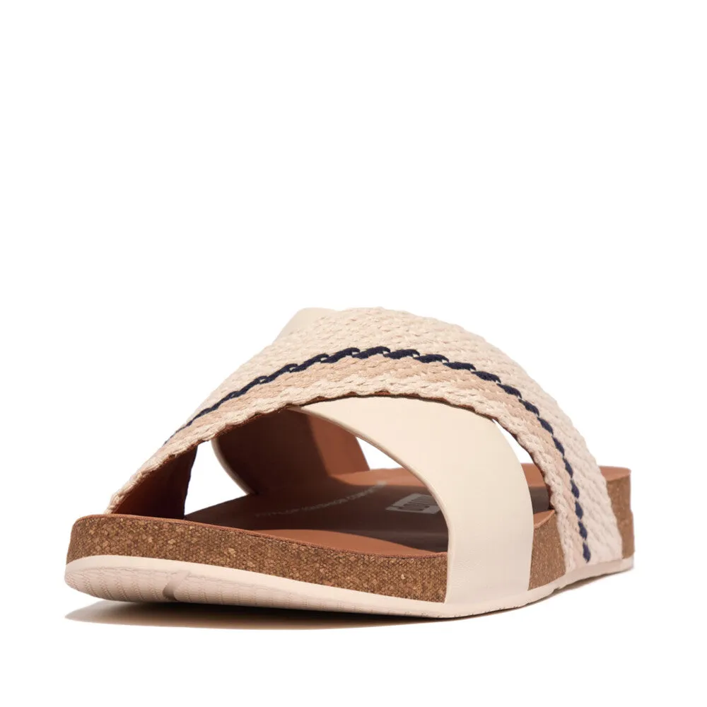 รองเท้าแตะ ผู้ชาย รุ่น iQUSHION MEN'S STRIPE-WEBBING/LEATHER CROSS SLIDES