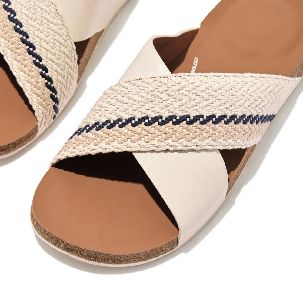 รองเท้าแตะ ผู้ชาย รุ่น iQUSHION MEN'S STRIPE-WEBBING/LEATHER CROSS SLIDES