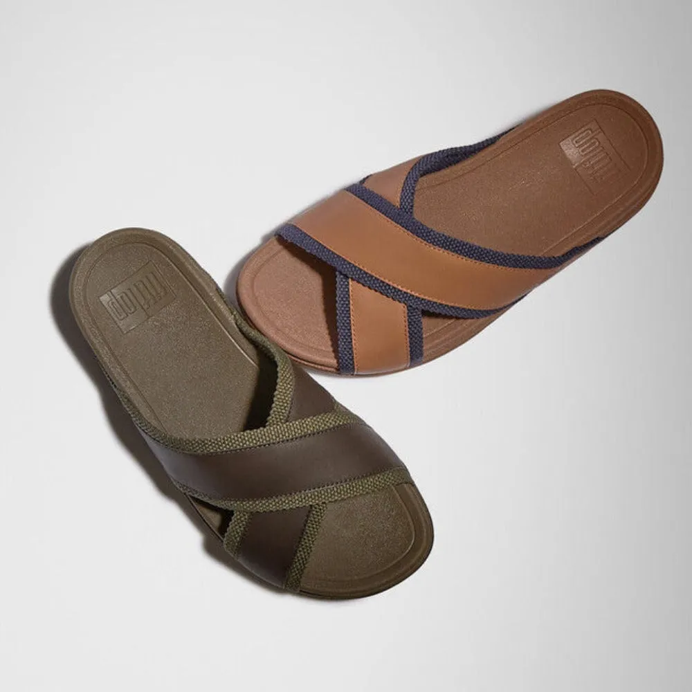 รองเท้าแตะ ผู้ชาย รุ่น SURFER MEN'S WEBBING/LEATHER CROSS SLIDES