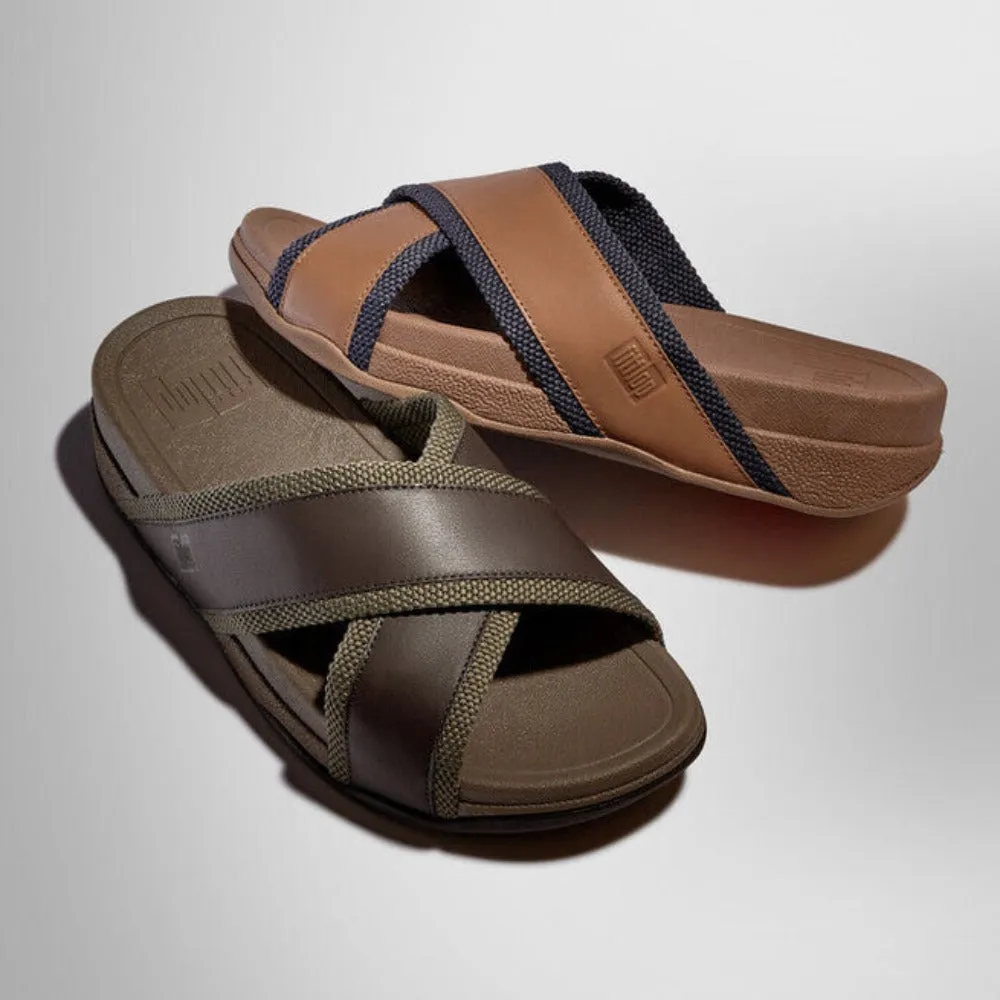 รองเท้าแตะ ผู้ชาย รุ่น SURFER MEN'S WEBBING/LEATHER CROSS SLIDES