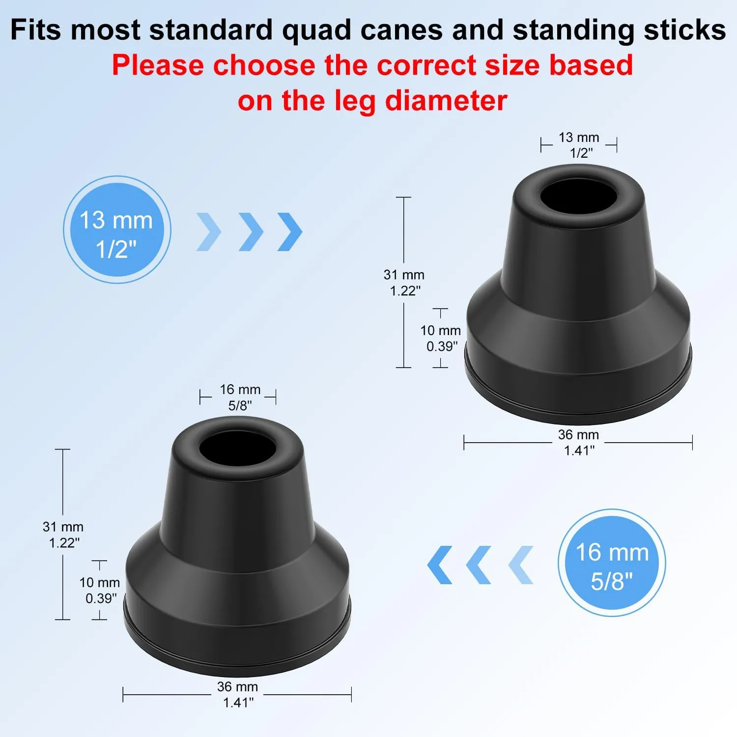 12 PCS Rubber Cane Tips Replacement