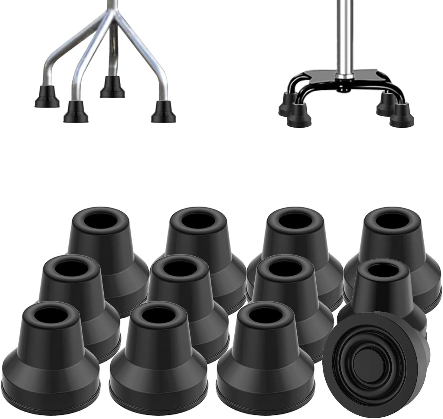 12 PCS Rubber Cane Tips Replacement