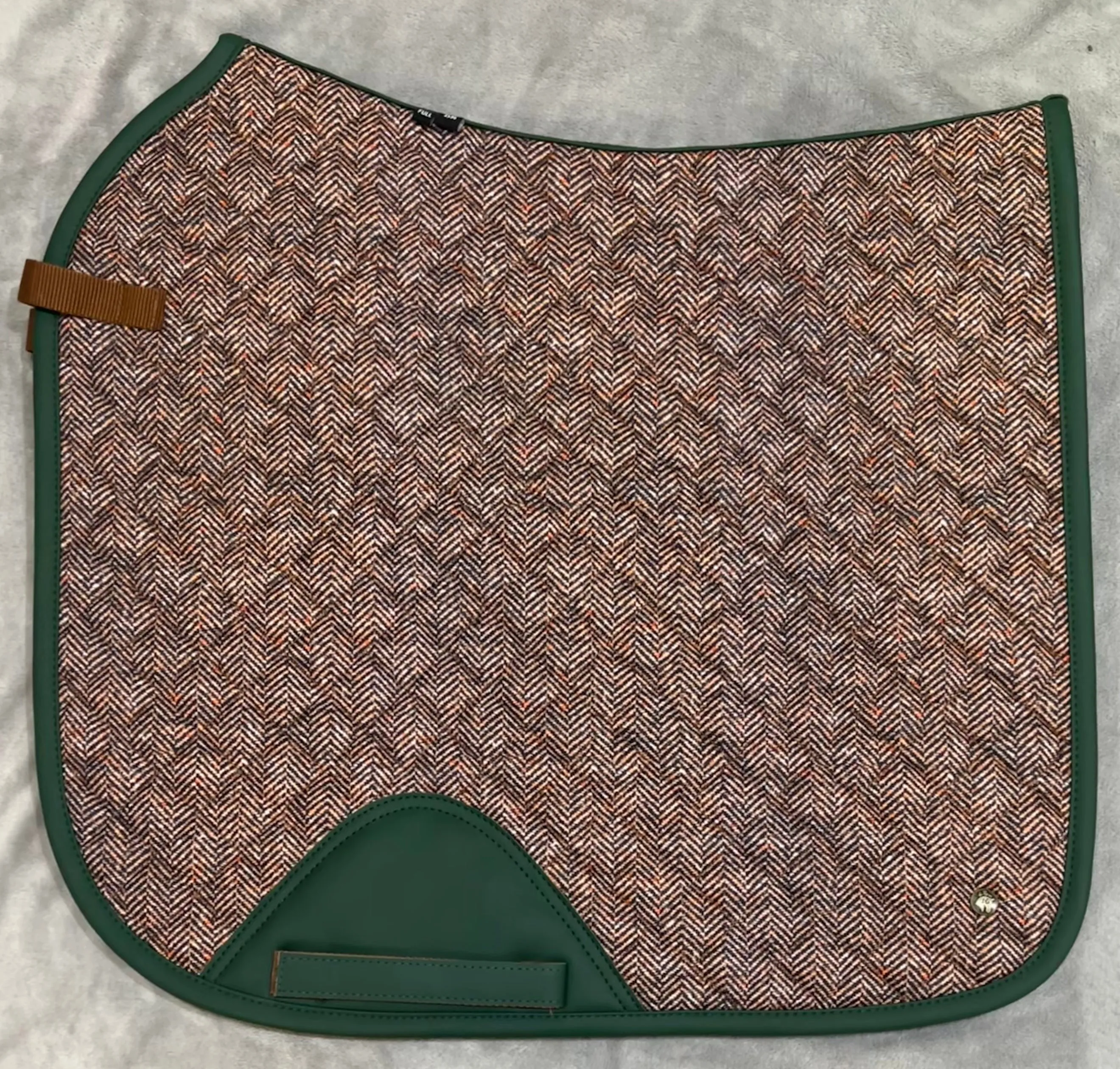 16C (Sixteen Cypress) Set - Dressage Saddle Pad/Brushing Boots/Bell Boots - Herringbone & Hunter Green