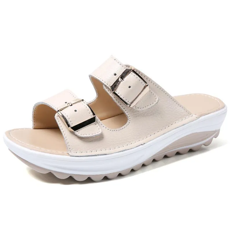 2 Strap platform slide sandals casual walking shoes