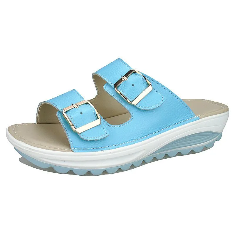 2 Strap platform slide sandals casual walking shoes