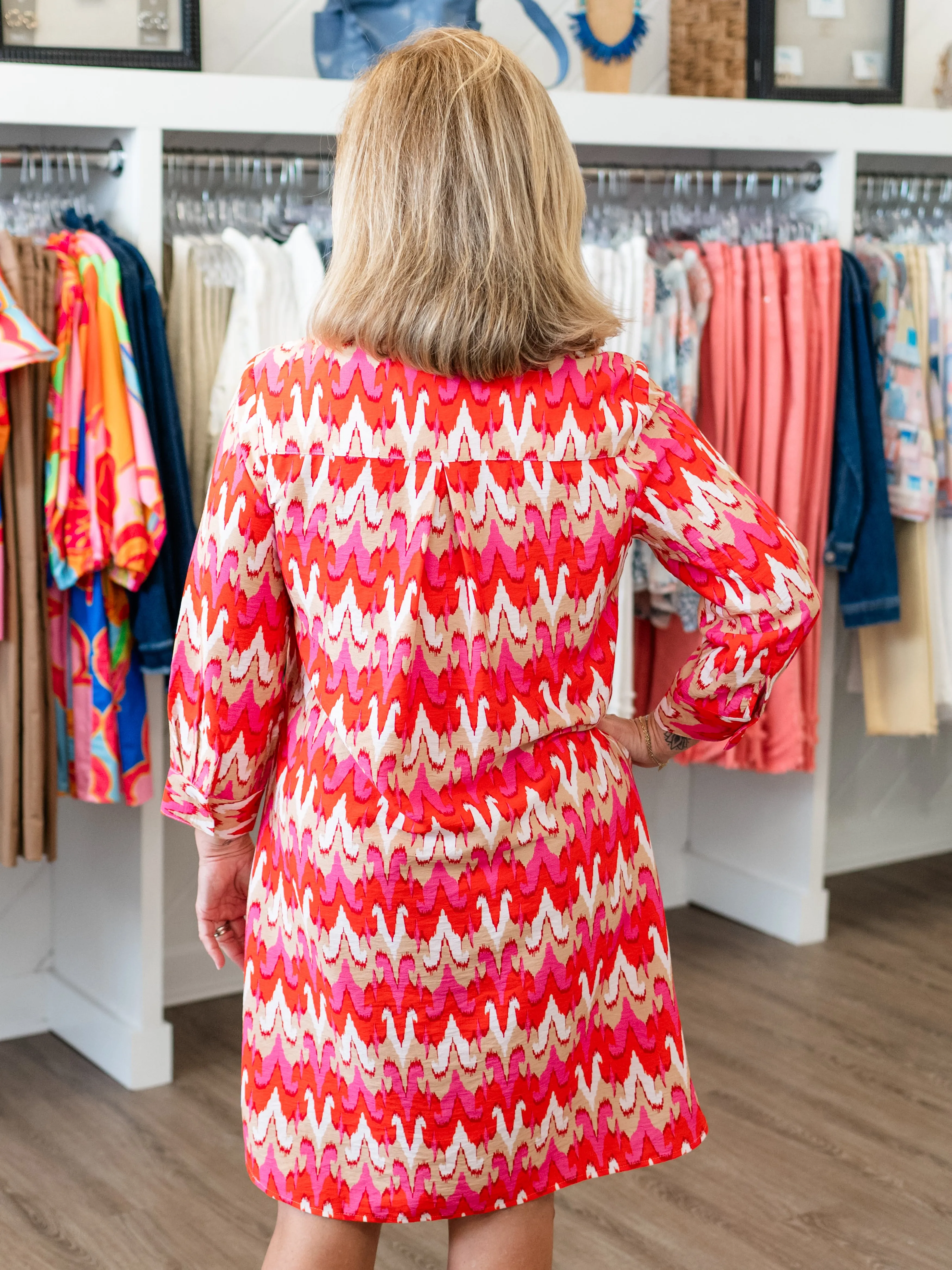 3/4 Sleeve Button Down Dress by Boho Chic
