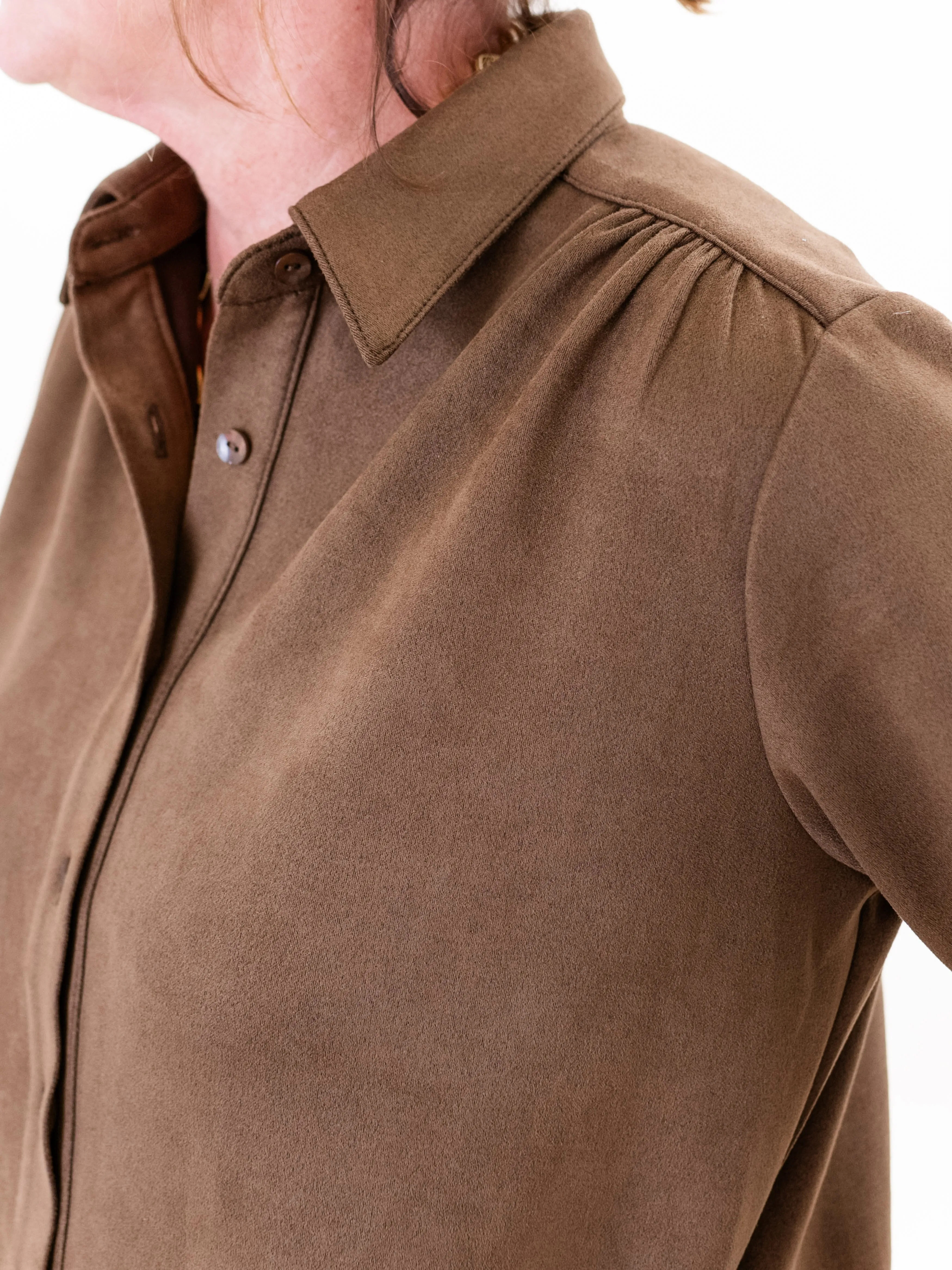 3/4 Sleeve Suede Dress Tobacco by Boho Chic