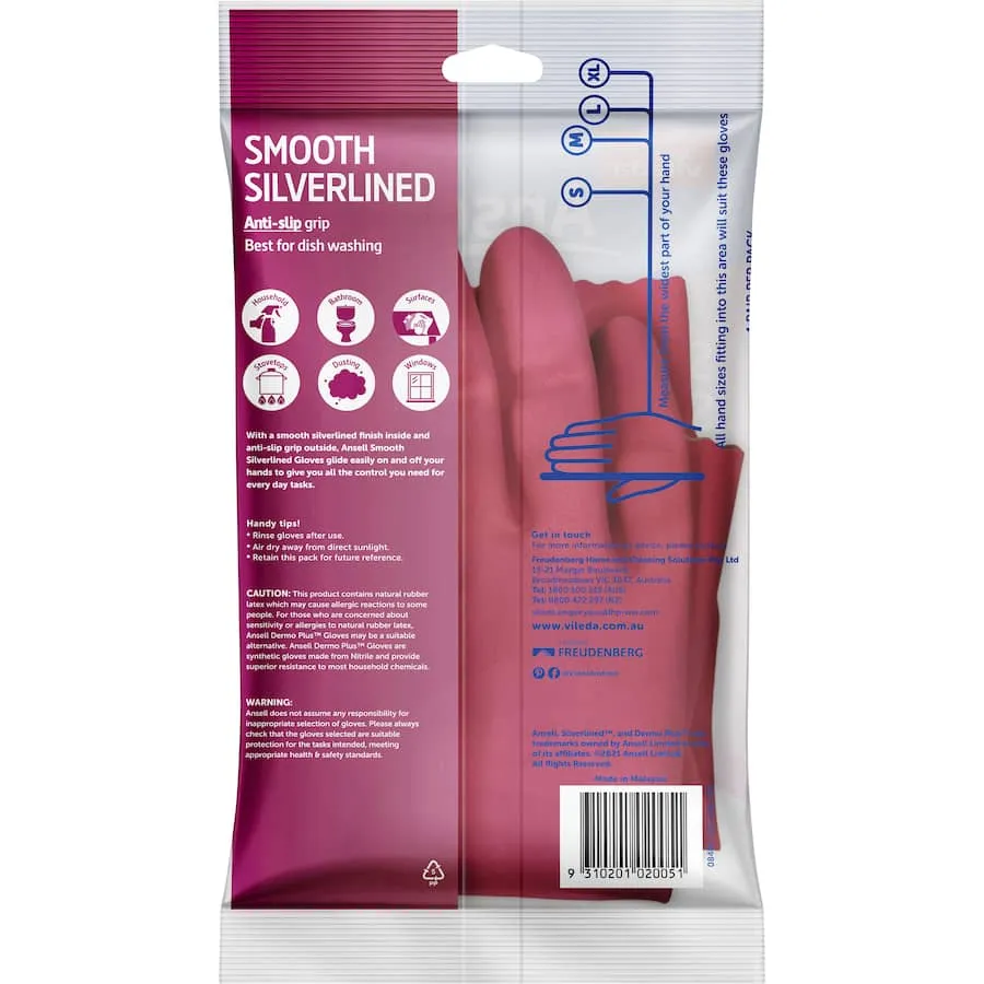 Ansell Easy On Easy Off Gloves Silverlined Large Size 9