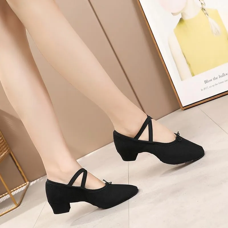 AOQUNFS Women's Professional Latin Ballroom Dance Shoes Closed Toe Practice Teaching Shoes for Salsa, Waltz