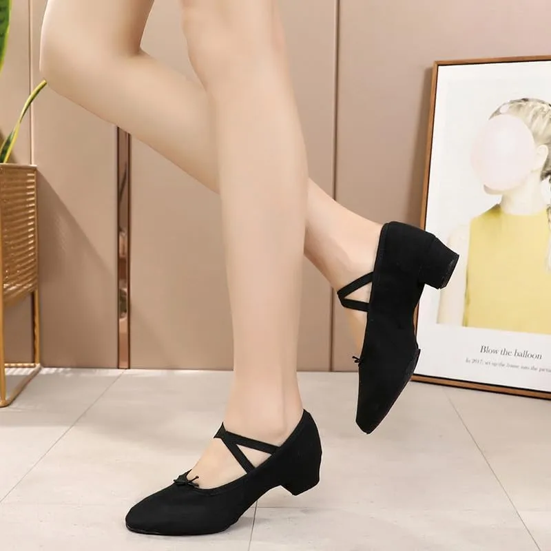 AOQUNFS Women's Professional Latin Ballroom Dance Shoes Closed Toe Practice Teaching Shoes for Salsa, Waltz