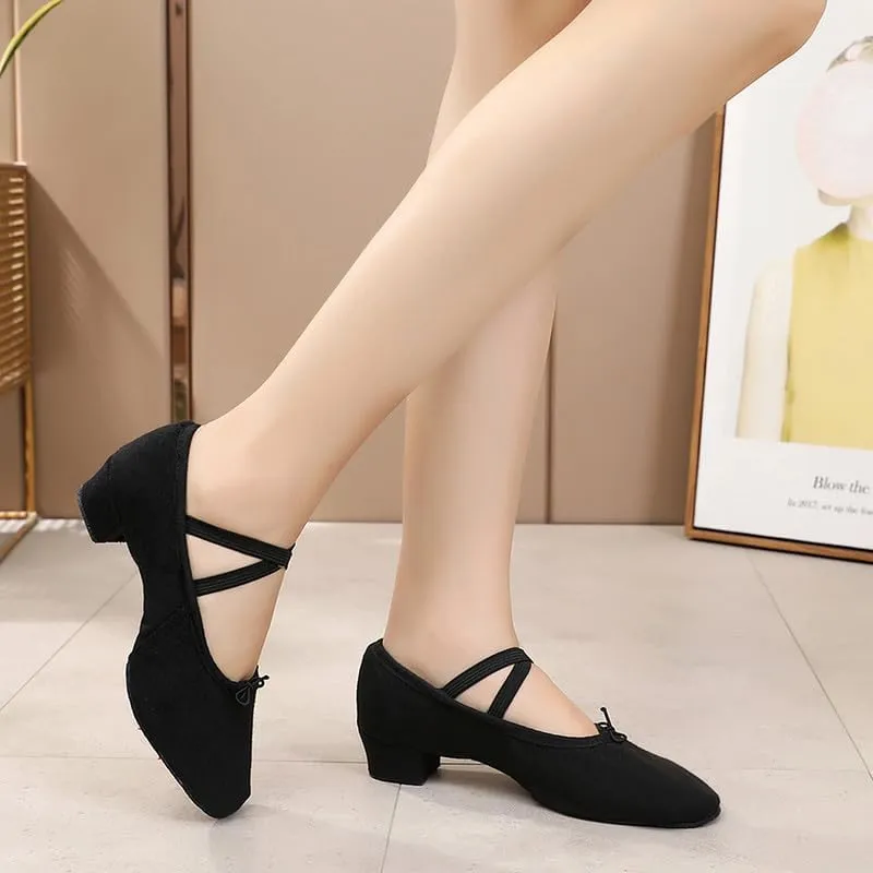 AOQUNFS Women's Professional Latin Ballroom Dance Shoes Closed Toe Practice Teaching Shoes for Salsa, Waltz