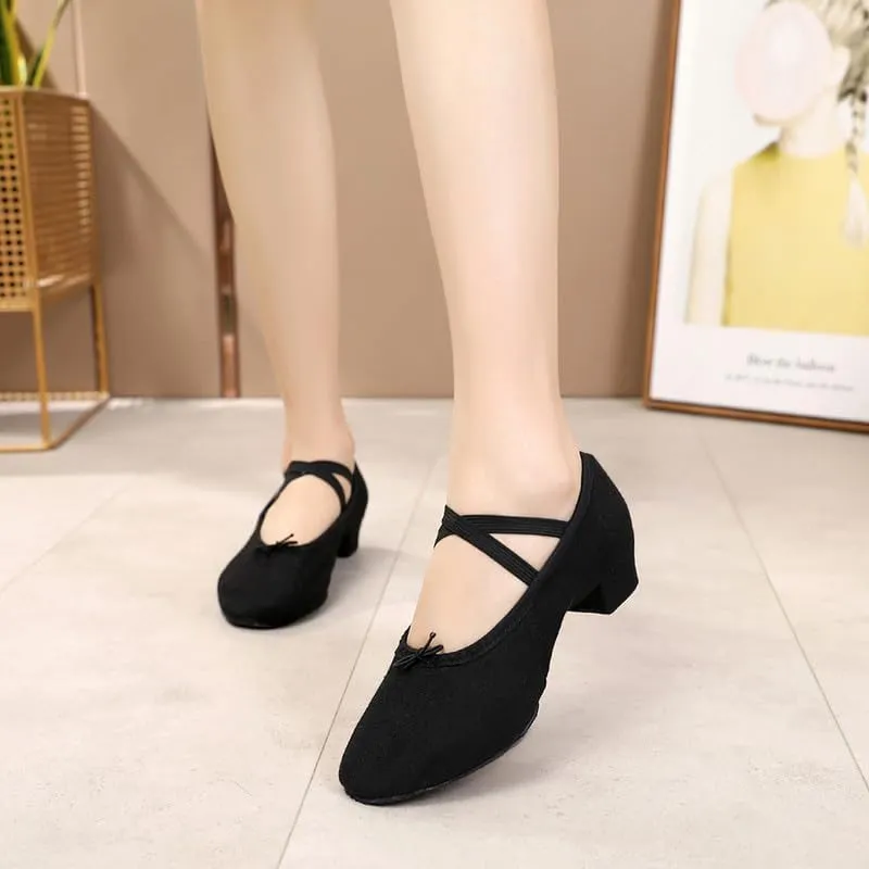 AOQUNFS Women's Professional Latin Ballroom Dance Shoes Closed Toe Practice Teaching Shoes for Salsa, Waltz
