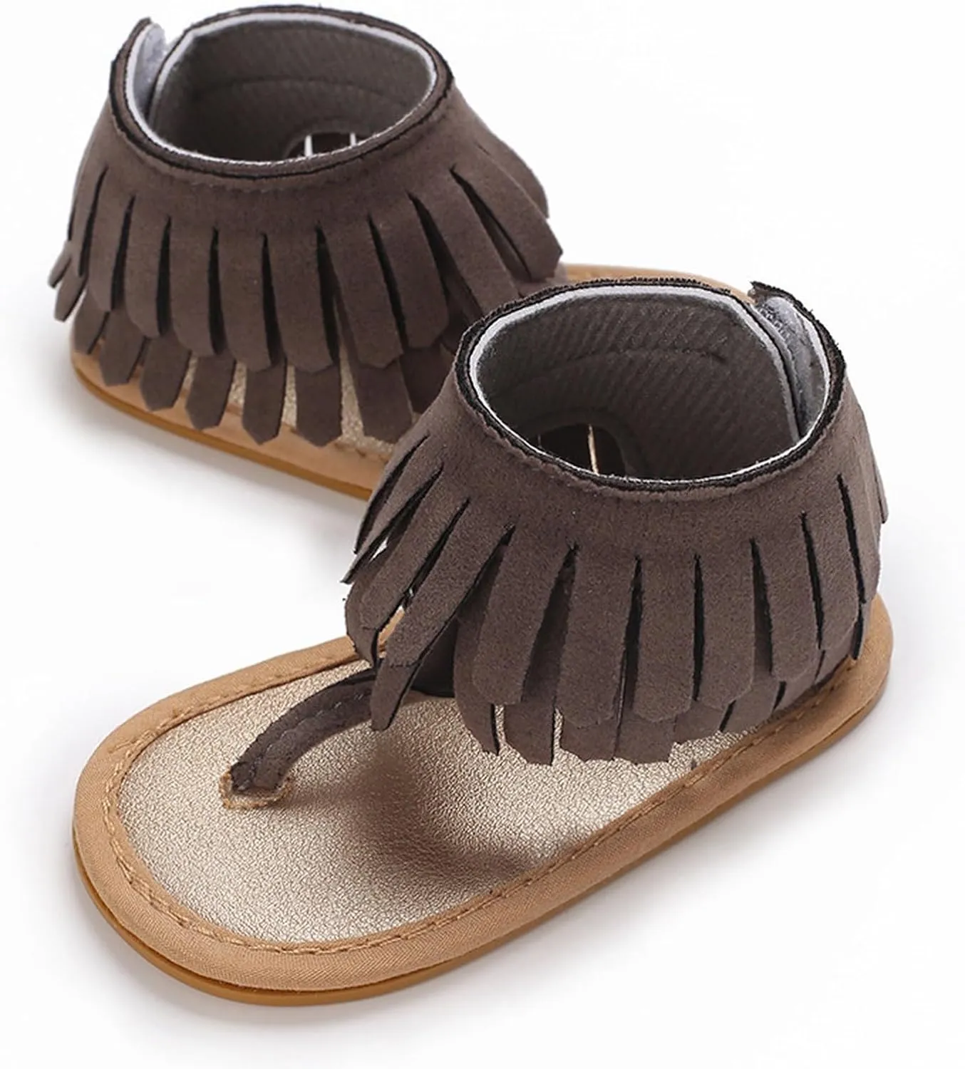 Baby Girls Boho Sandals Soft Sole Open Toe Flip Flops Kids Breathable Beach Flats Ankle Tassel Hook Loop Summer Shoes