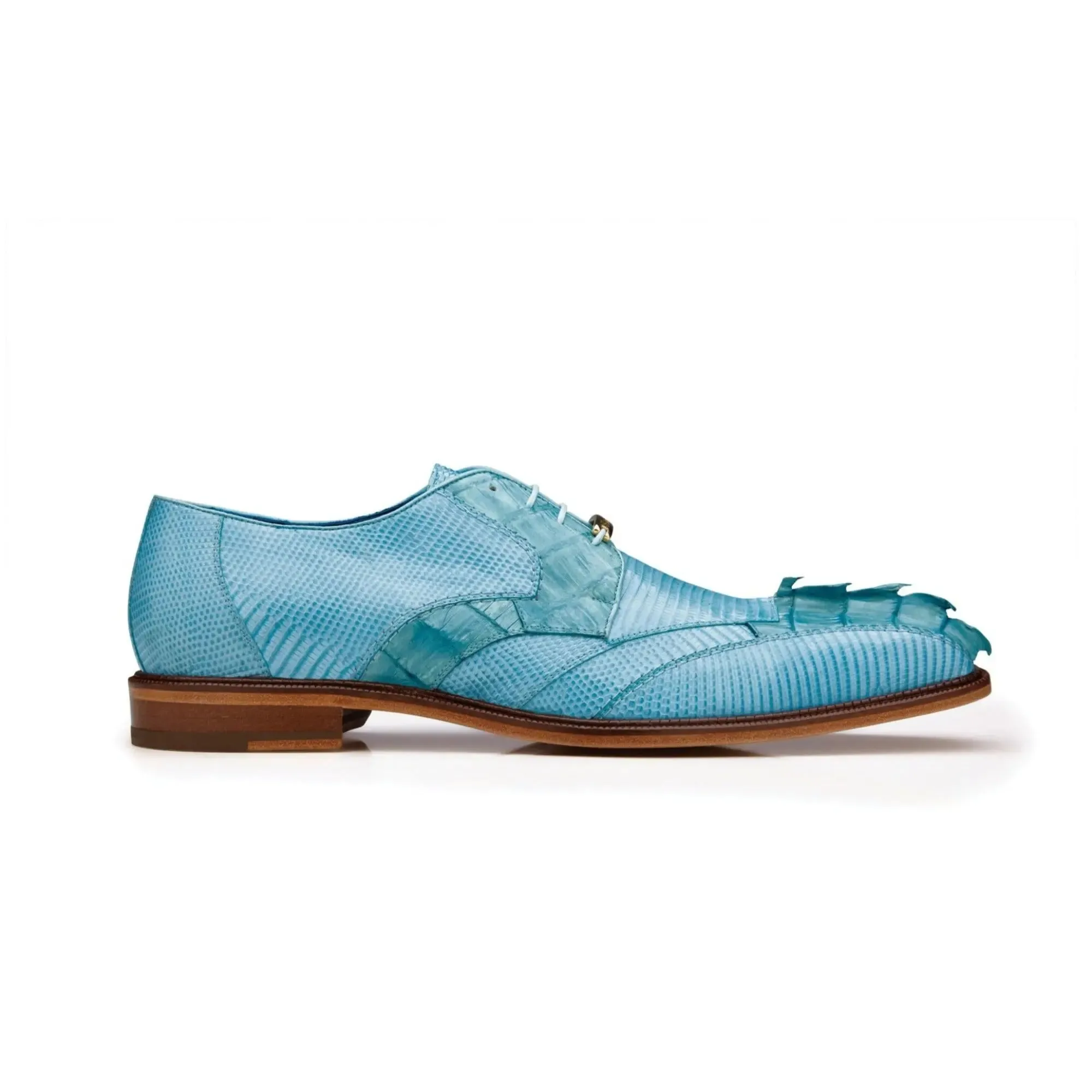 Belvedere Valter in Summer Blue Genuine Caiman Croc & Lizard Oxfords