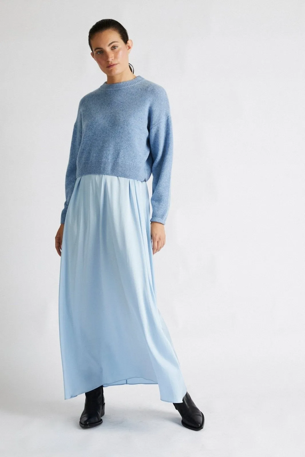   Beryll Helena Silk Skirt | Baby Blue