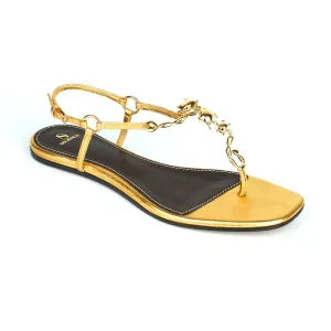 Bianca Metallic Gold Leather Scorpion Sandals