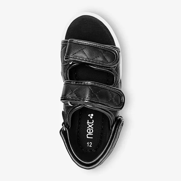 Black Quilted Memory Foam Sporty Sandals (Older Girls)