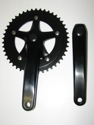 Black Single speed 3 Piece Crank 46t Heavy Duty 170mm - Live 4 Bikes