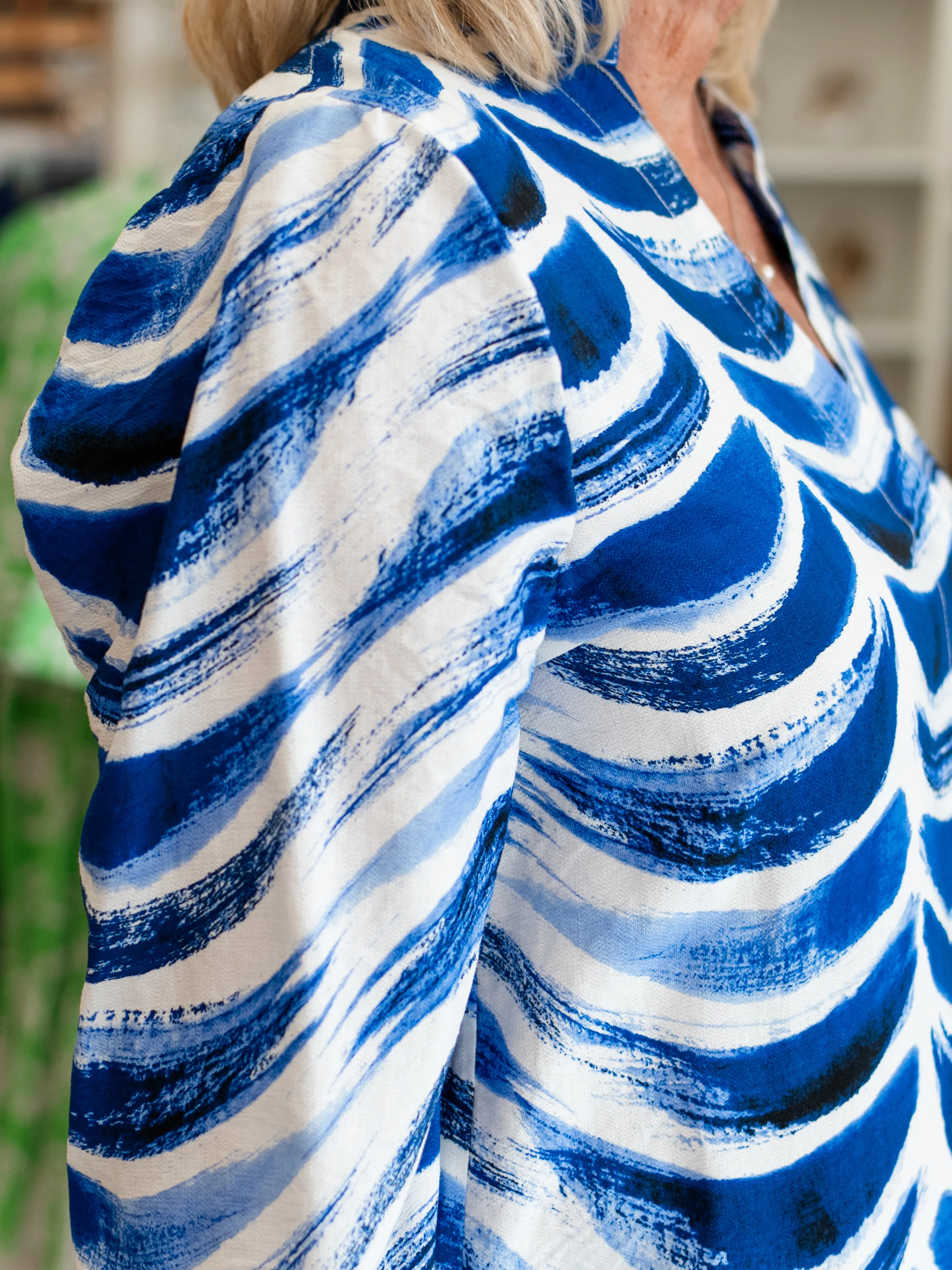 Blue & White Wave Top by Boho Chic