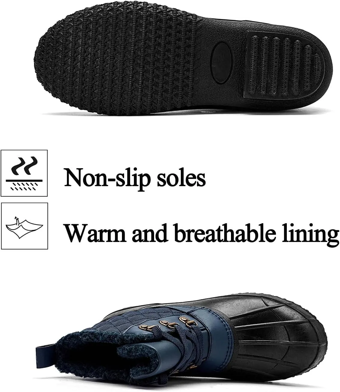 CERYTHRINA Womens Duck Boots Waterproof Warm Snow Boots Outdoor Winter Booties Ankle Rain Boot