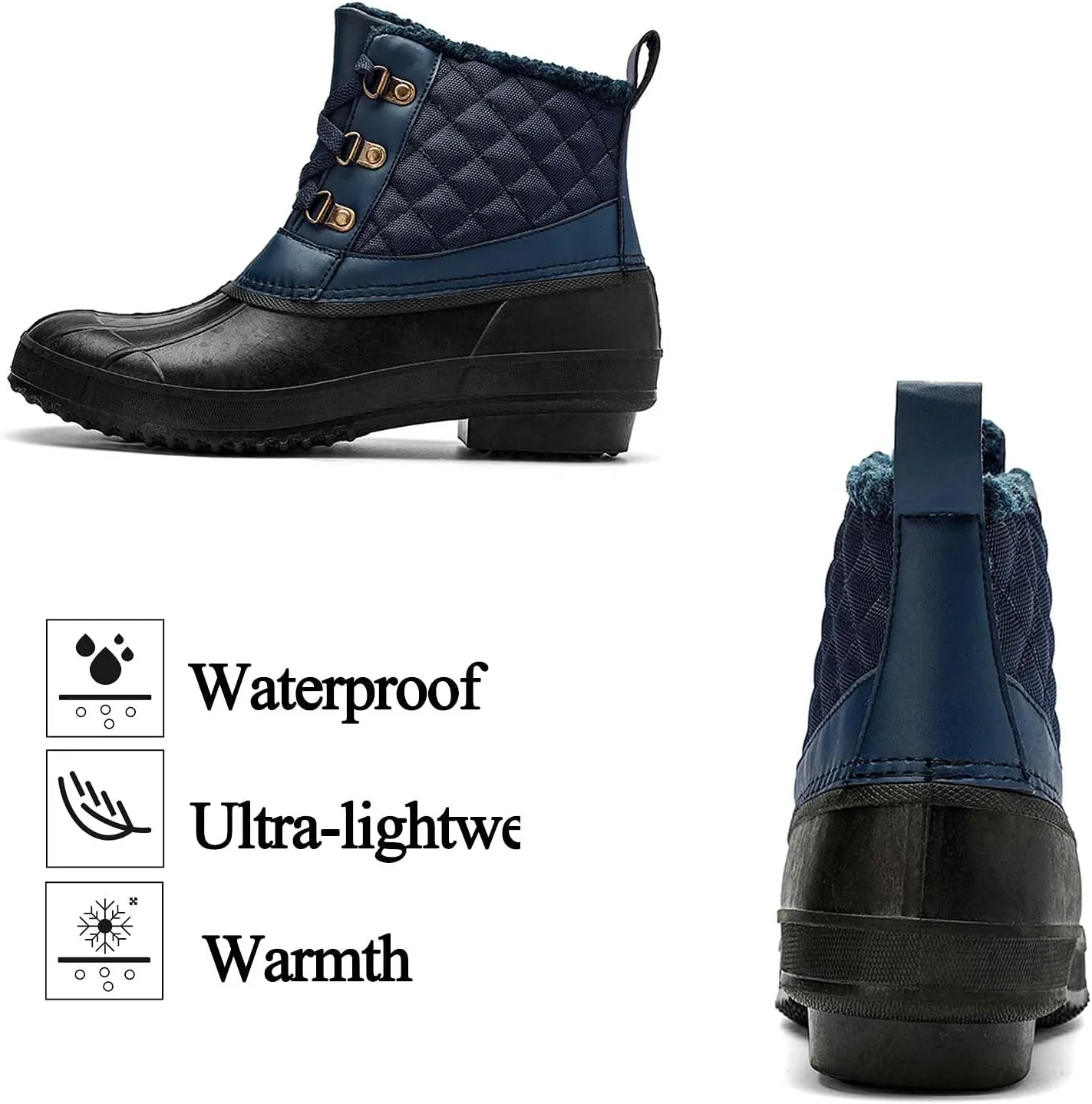 CERYTHRINA Womens Duck Boots Waterproof Warm Snow Boots Outdoor Winter Booties Ankle Rain Boot