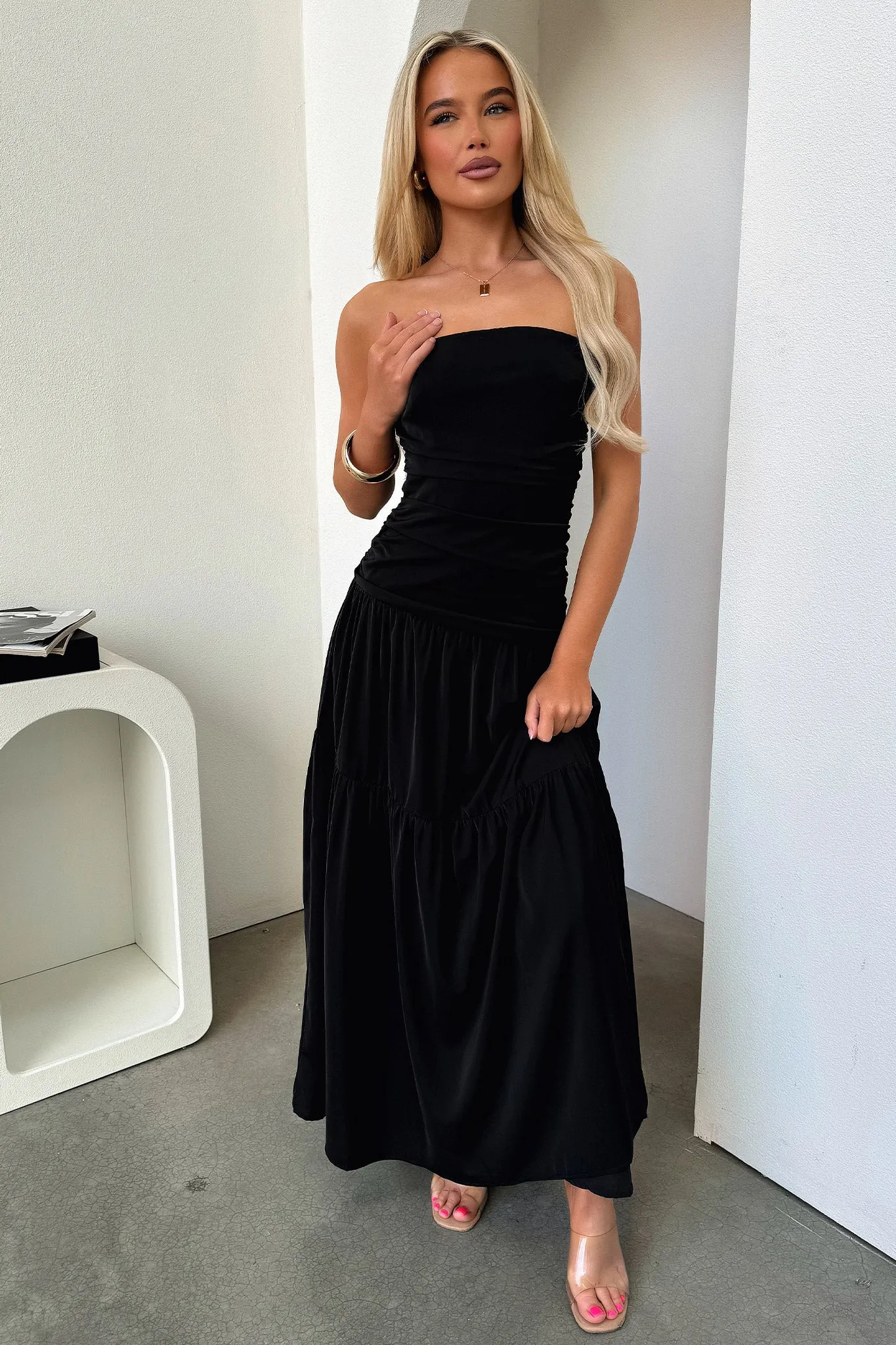 Charlotte Strapless Maxi Dress - Black