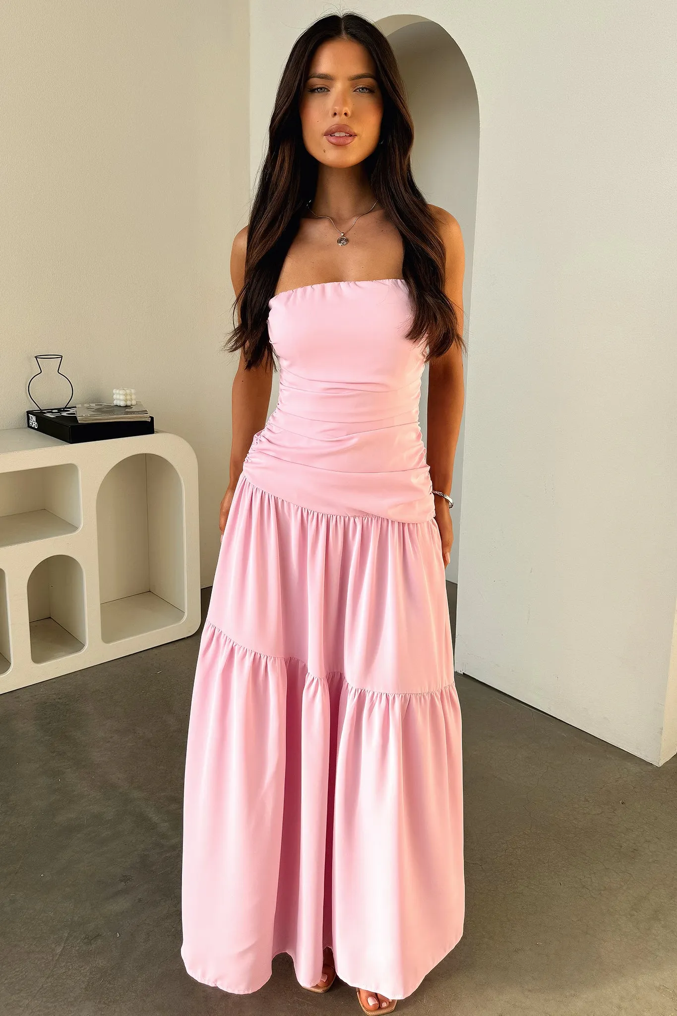 Charlotte Strapless Maxi Dress - Pink