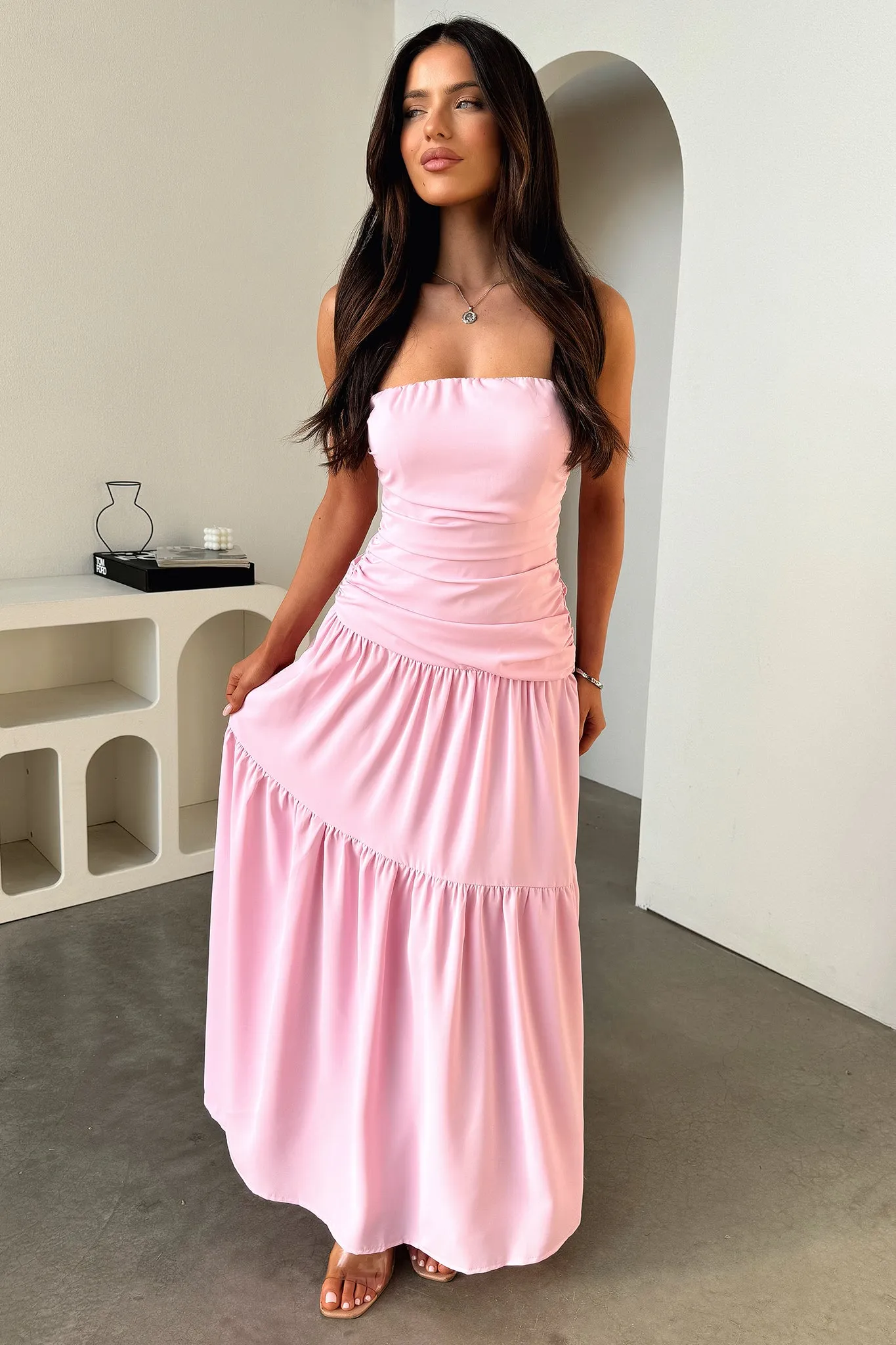 Charlotte Strapless Maxi Dress - Pink