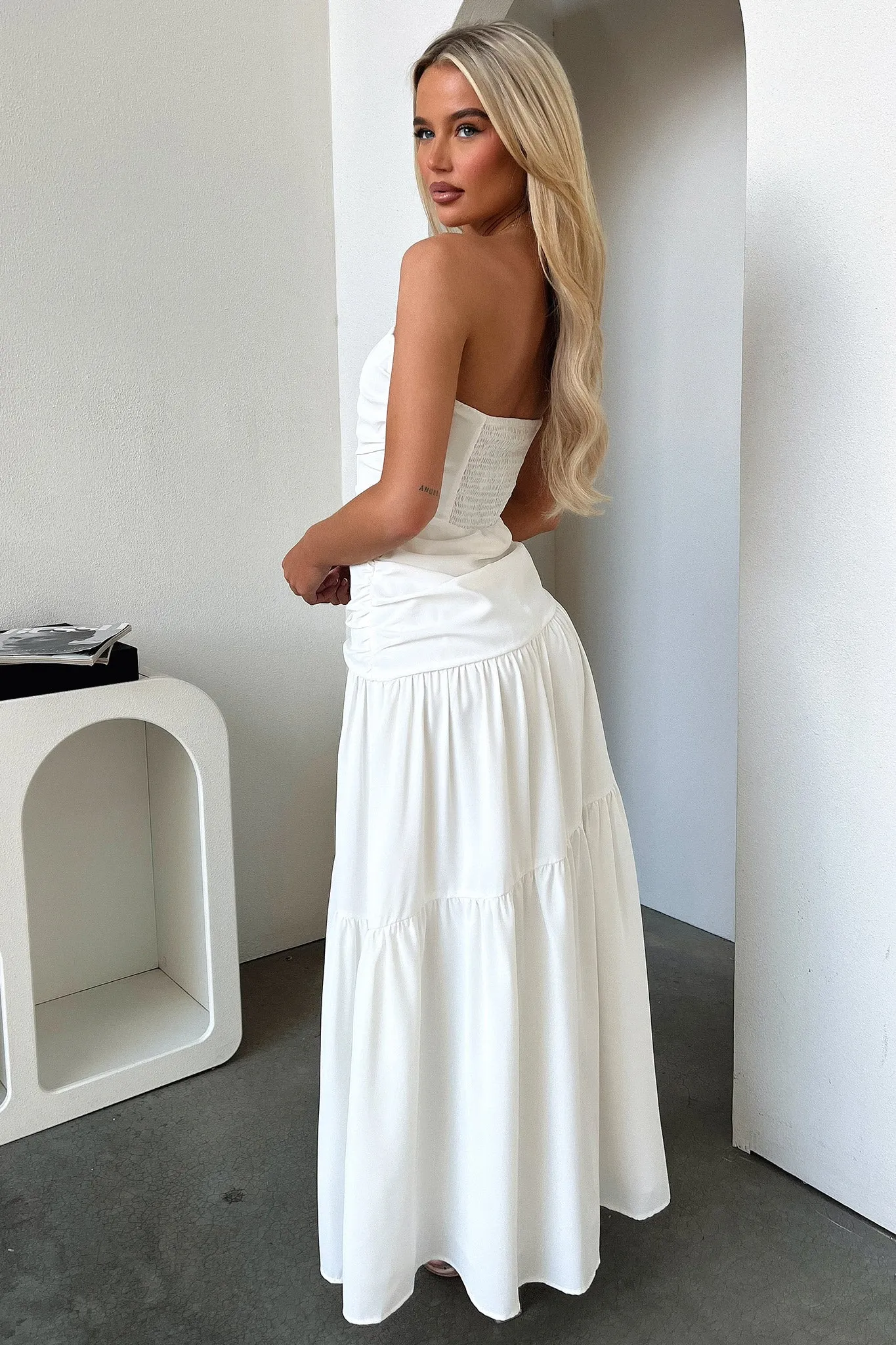 Charlotte Strapless Maxi Dress - White