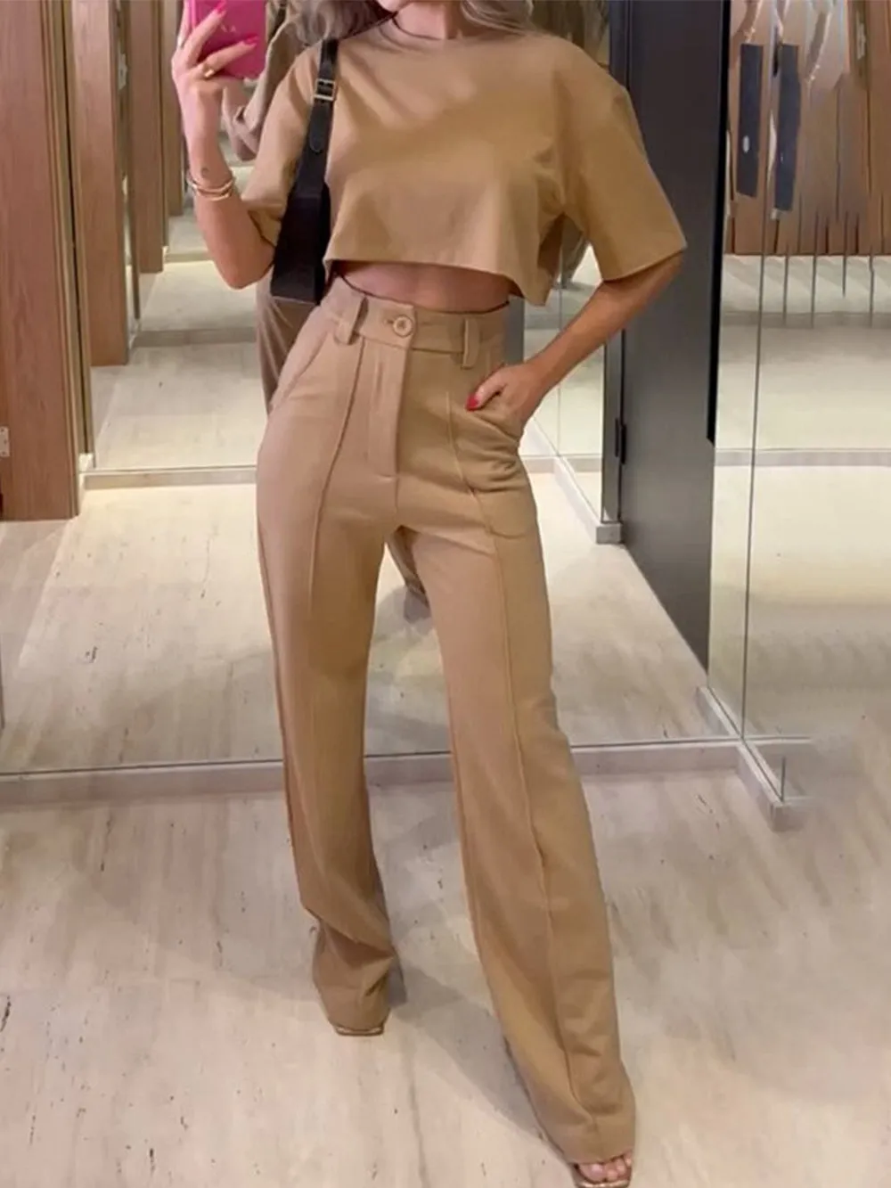Contour Top & Pocket Wide Leg Pant Set