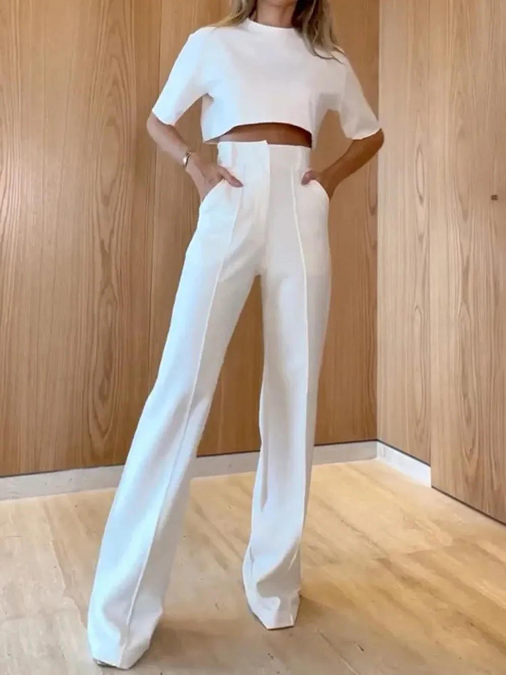 Contour Top & Pocket Wide Leg Pant Set