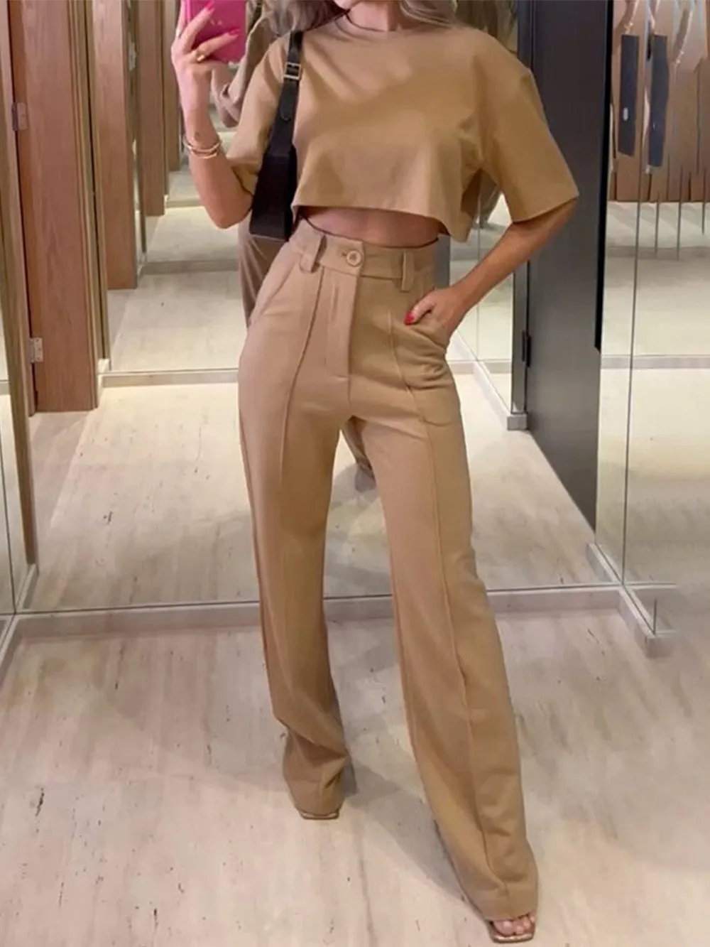 Contour Top & Pocket Wide Leg Pant Set
