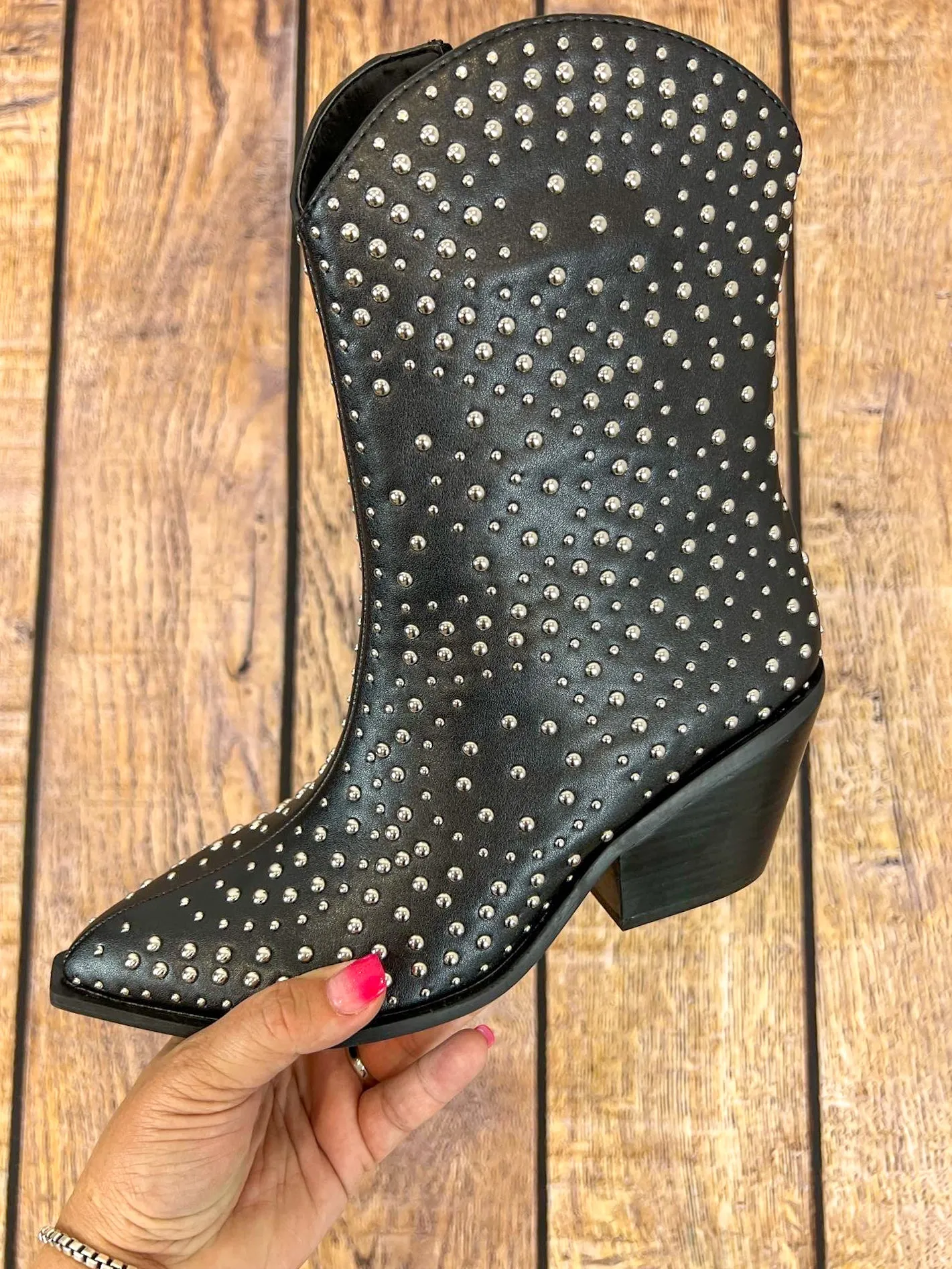 Corky's Footwear Lowlights Boot with Silver Studs - Black