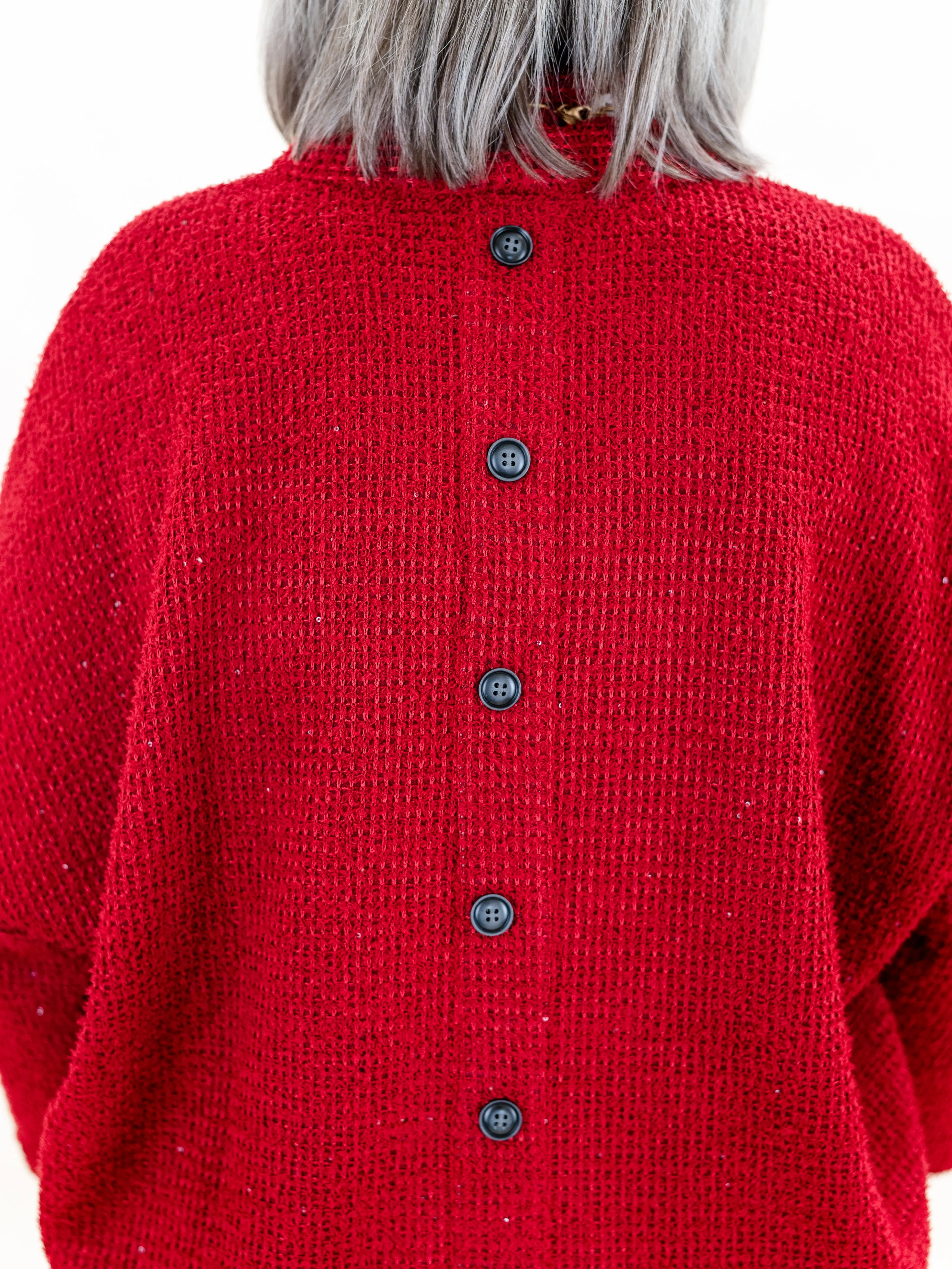 Cowl Neck Drop Shoulder Sweater Red