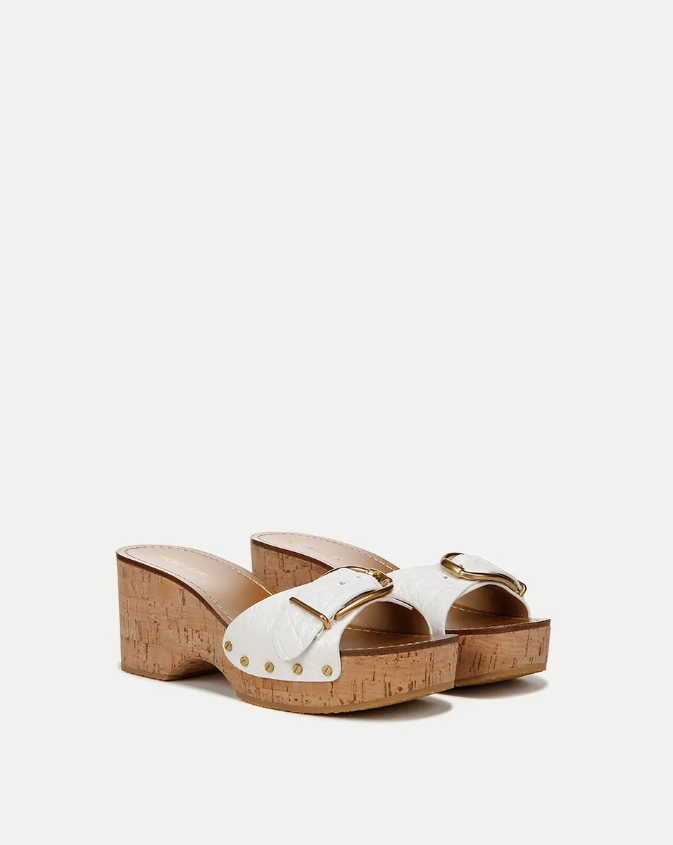 Dallas Croc-Embossed Leather Sandal