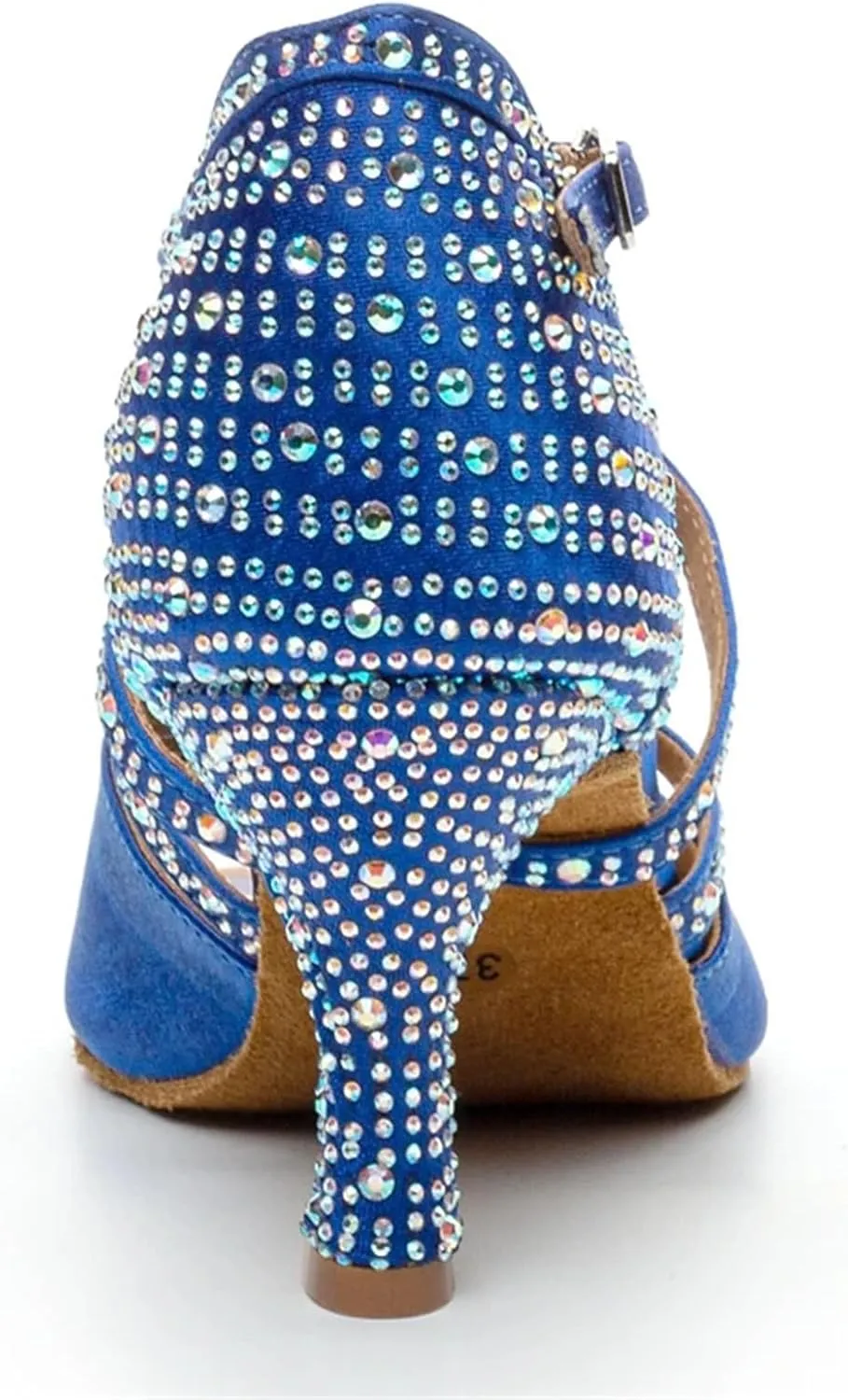 Dancing Shoes for Woman Latin Dance Shoes Women Salsa Tango Ballroom Party Women Shoes Rhinestone Heeled Sandals(Indoor Blue 9cm,34)