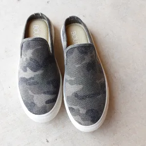 Distressed Camo Open Back Slip On Mules | Boutique by Corkys | Abbott