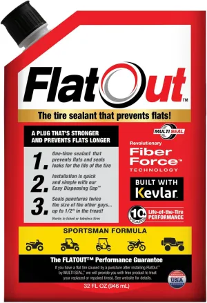 Flatout Tire Sealant Sportsman Formula - Prevent Flat Tires, Seal Leaks, Contains Kevlar, 32-Ounce Bag, 1-Pack