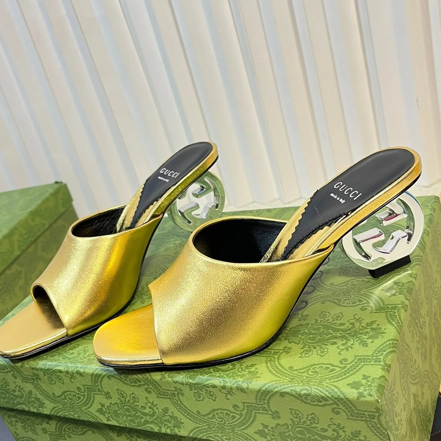 GG  Women's Heeled Sandals Golden