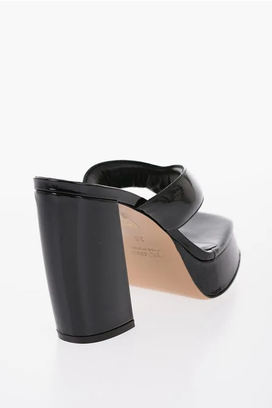 Giaborghini GIA COUTURE Patent Leather GIA 17 Thong Mules with Chunky He