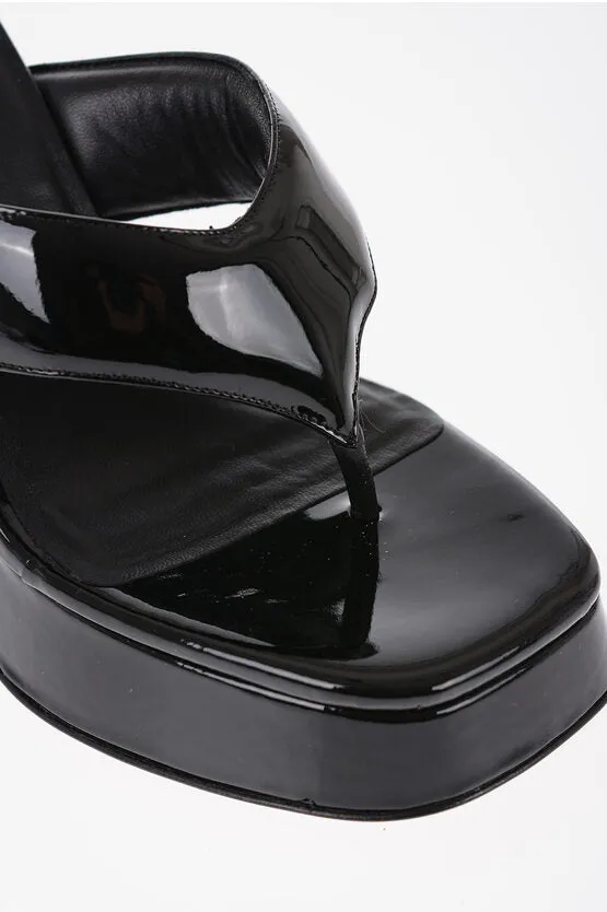 Giaborghini GIA COUTURE Patent Leather GIA 17 Thong Mules with Chunky He
