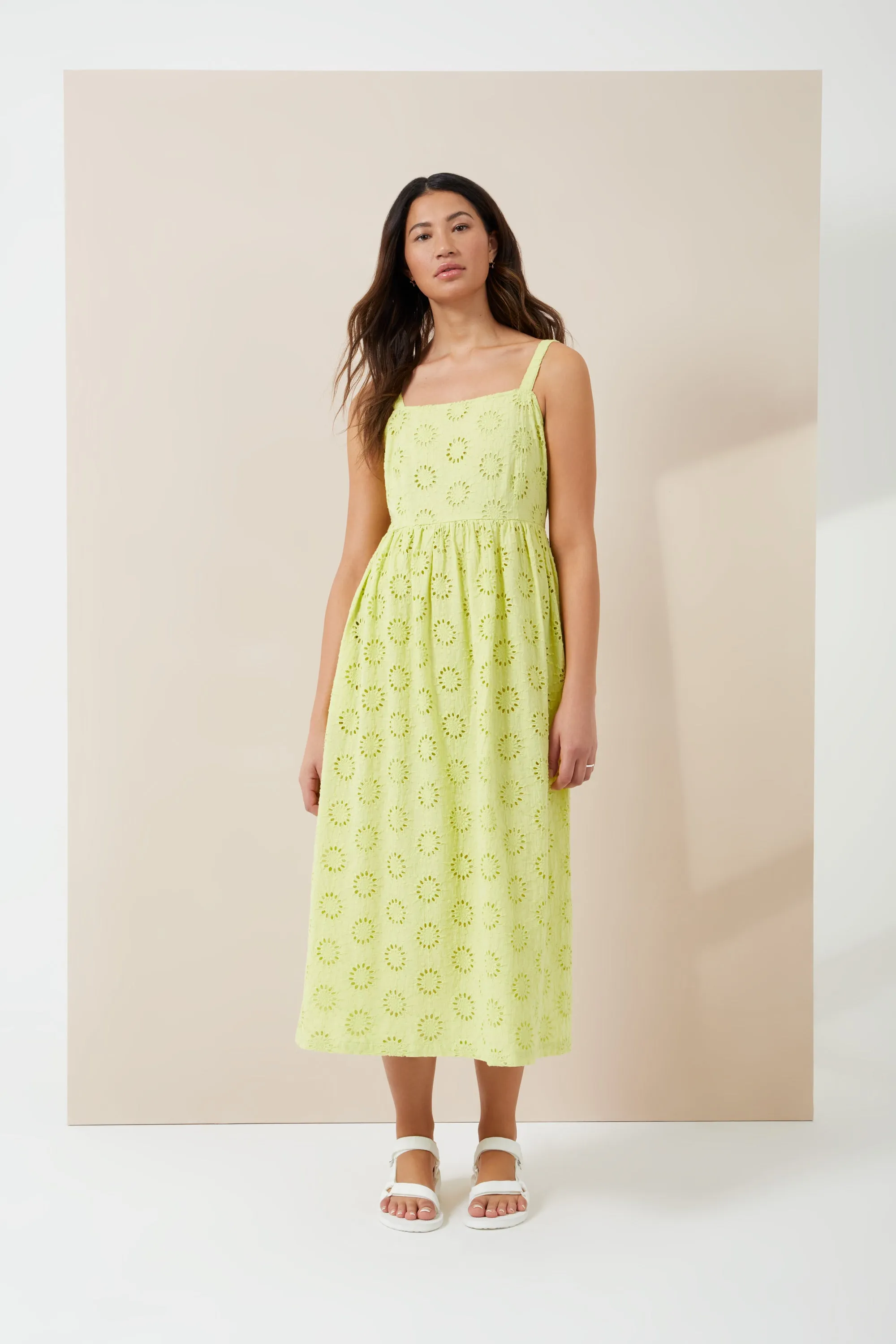 Great Plains Daisy cut out midi sundress Lime Zest