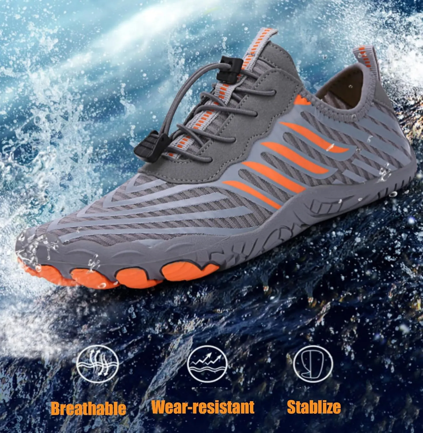 Grounded Freedom Shoes, Hike Barefoot Footwear Womens Men, Wide Toe Box Quick Dry Water Shoes Beach Sneakers