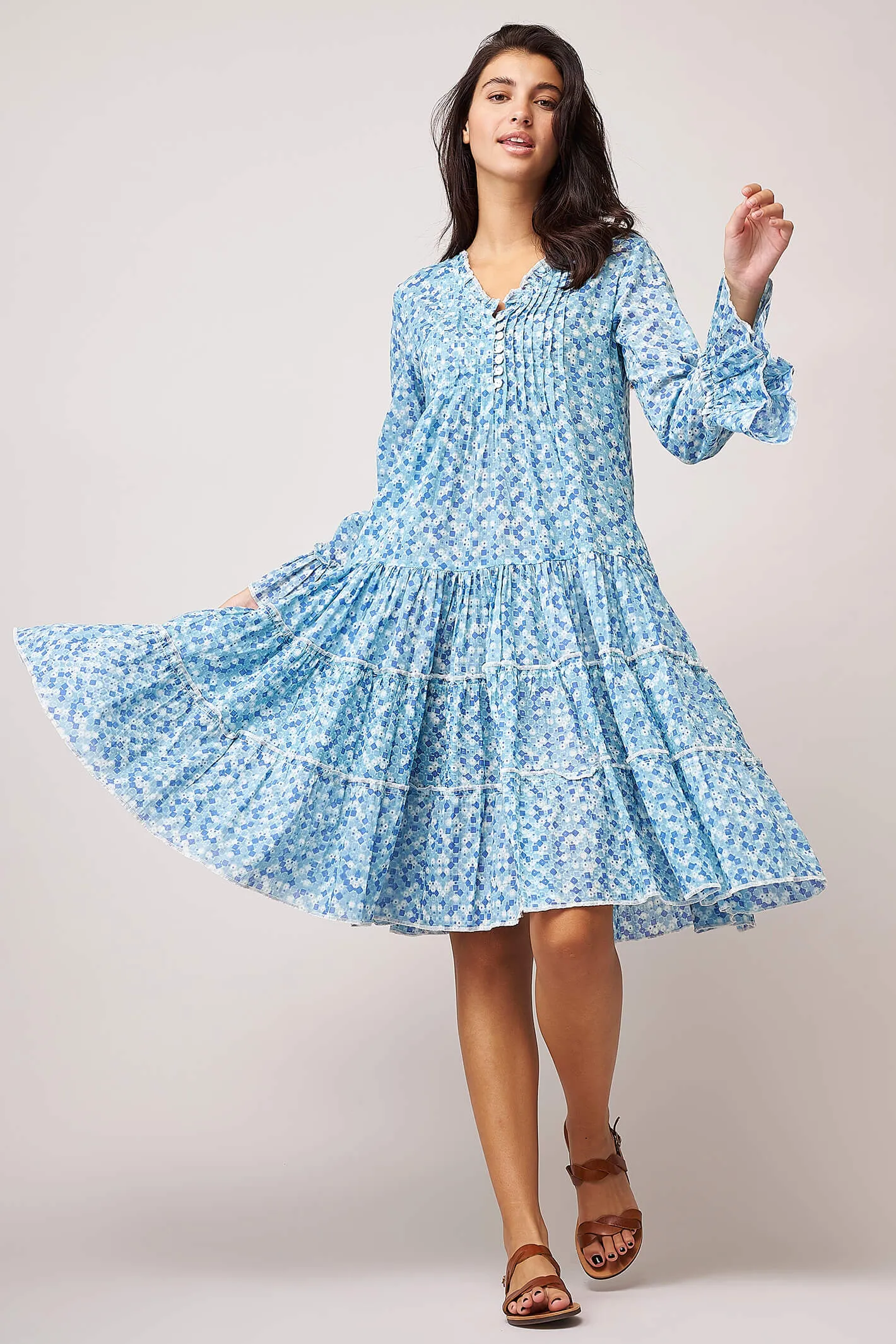 Handprint Dream Apparel Tamarind AN612B Shimmer Aqua Dress