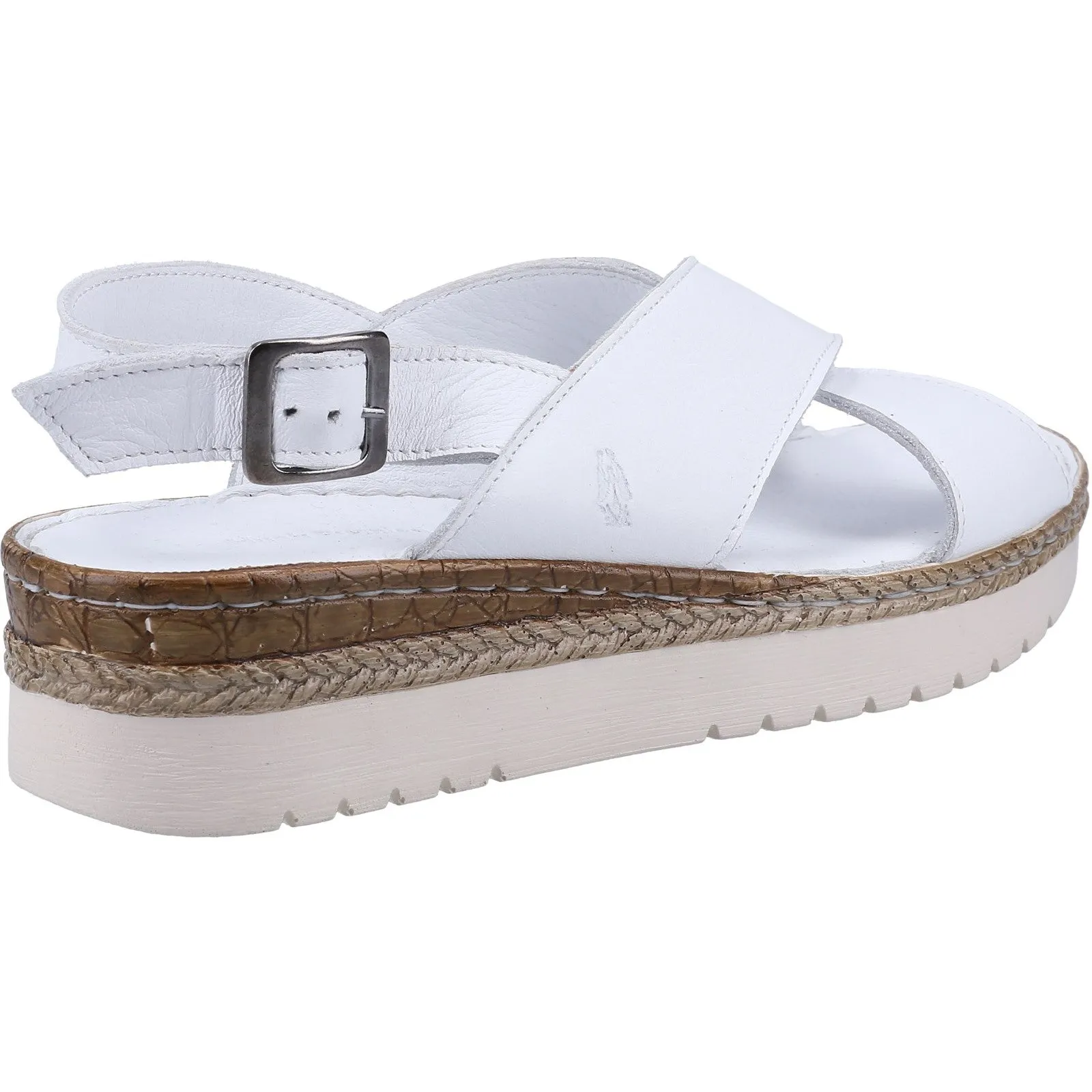 Hush Puppies Saphira Ladies White Leather Buckle Sandals