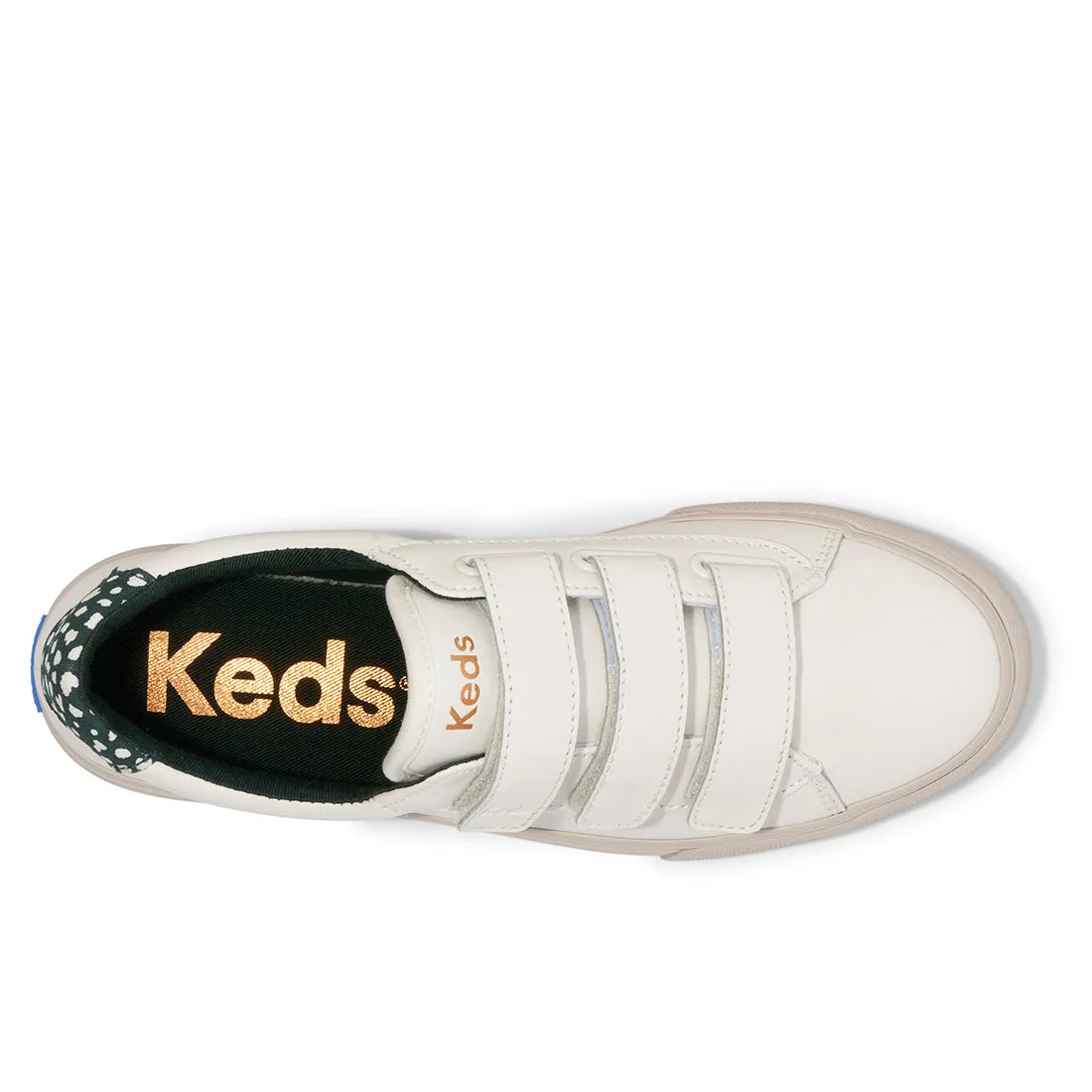 Keds Womens' Jump Kick V Leather Off White/Green (WH68004)