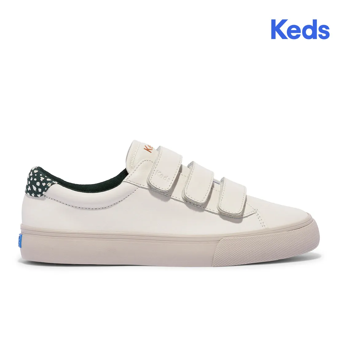 Keds Womens' Jump Kick V Leather Off White/Green (WH68004)