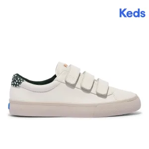 Keds Womens' Jump Kick V Leather Off White/Green (WH68004)
